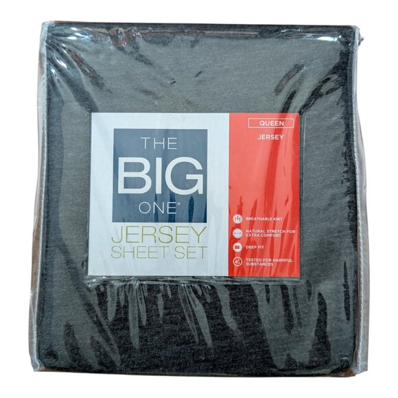 The Big One Jersey Sheet Set Queen SET Color: Bo Jersey - CHARCOAL HEAT Gray - Picture 1 of 4